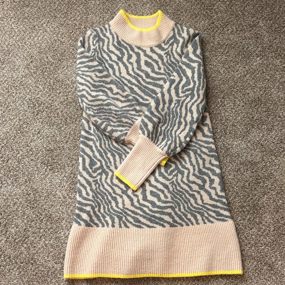 Anthropologie Beige and Gray Zebra Sweater Dress
